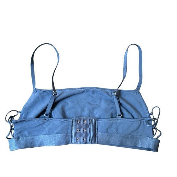 Aerie Bra Medium square neck strappy bralette NWT denim blue vibes strappy side - Picture 2 of 5